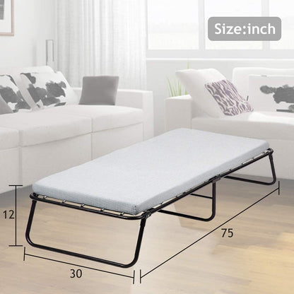 Cama plegable portátil con colchón, cama plegable tamaño individual, cama de