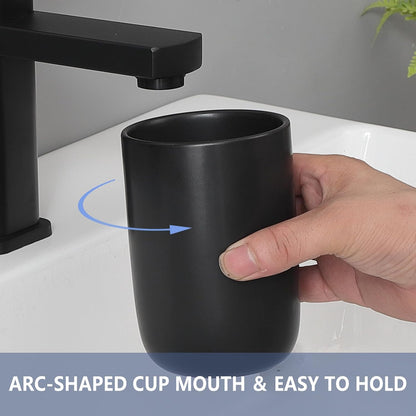Soportes para cepillos de dientes negros mate para baños, juego de 2 tazas de