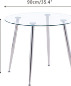 Mesa de comedor redonda de vidrio de 35 pulgadas, mesa de cocina moderna con