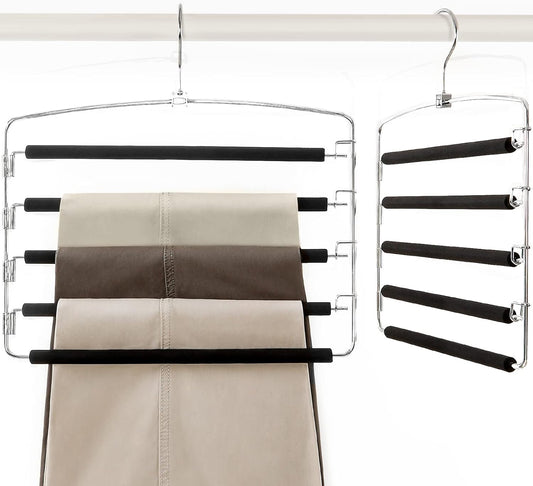 Perchas para pantalones que ahorran espacio, paquete de 2 organizadores de