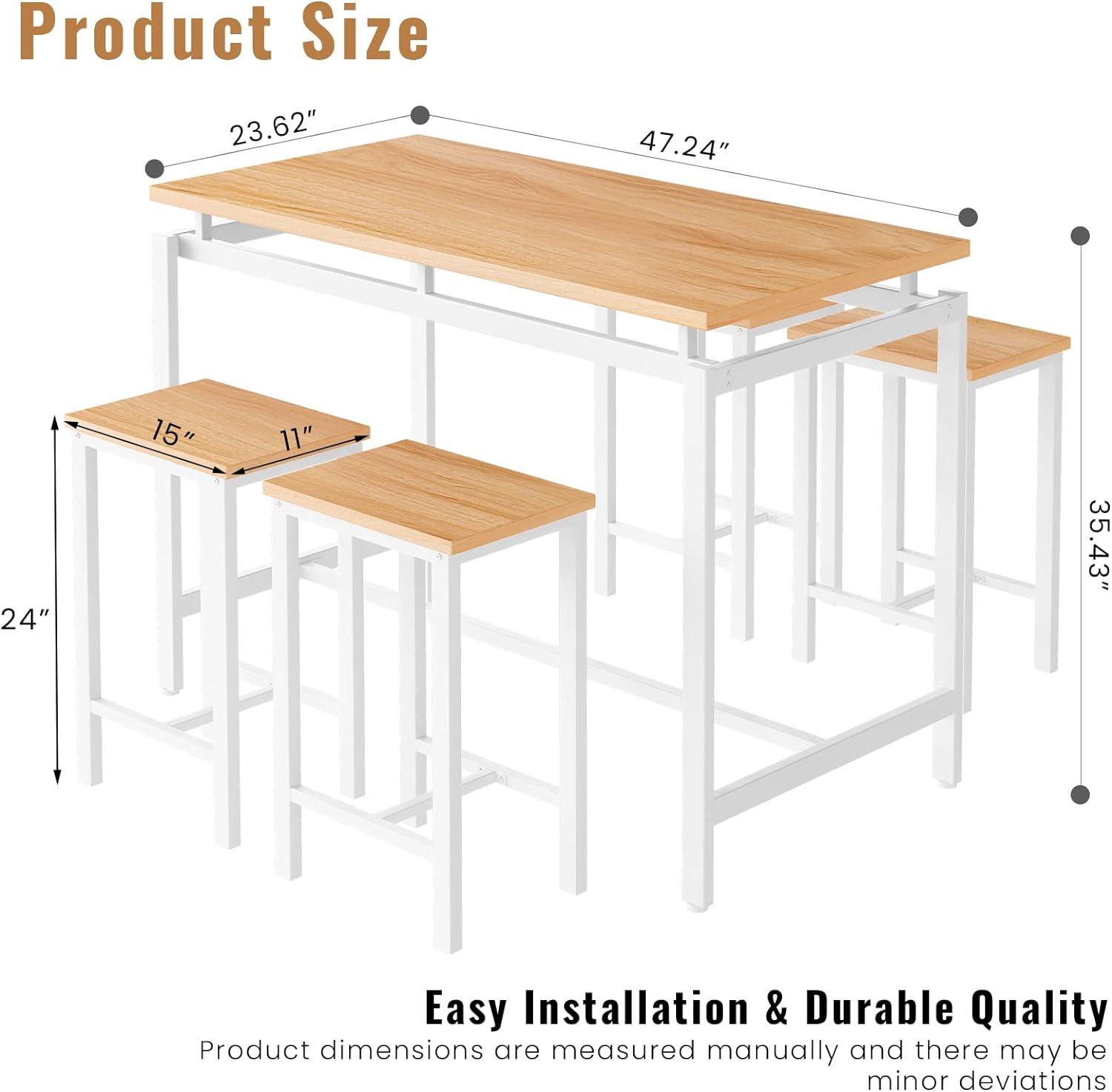 Juego de 4 mesas de comedor para 4 mesas y sillas de cocina, juego de mesa de