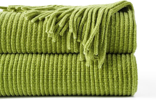 BATTILO HOME Manta verde manzana para sofá, manta de punto de felpilla suave...