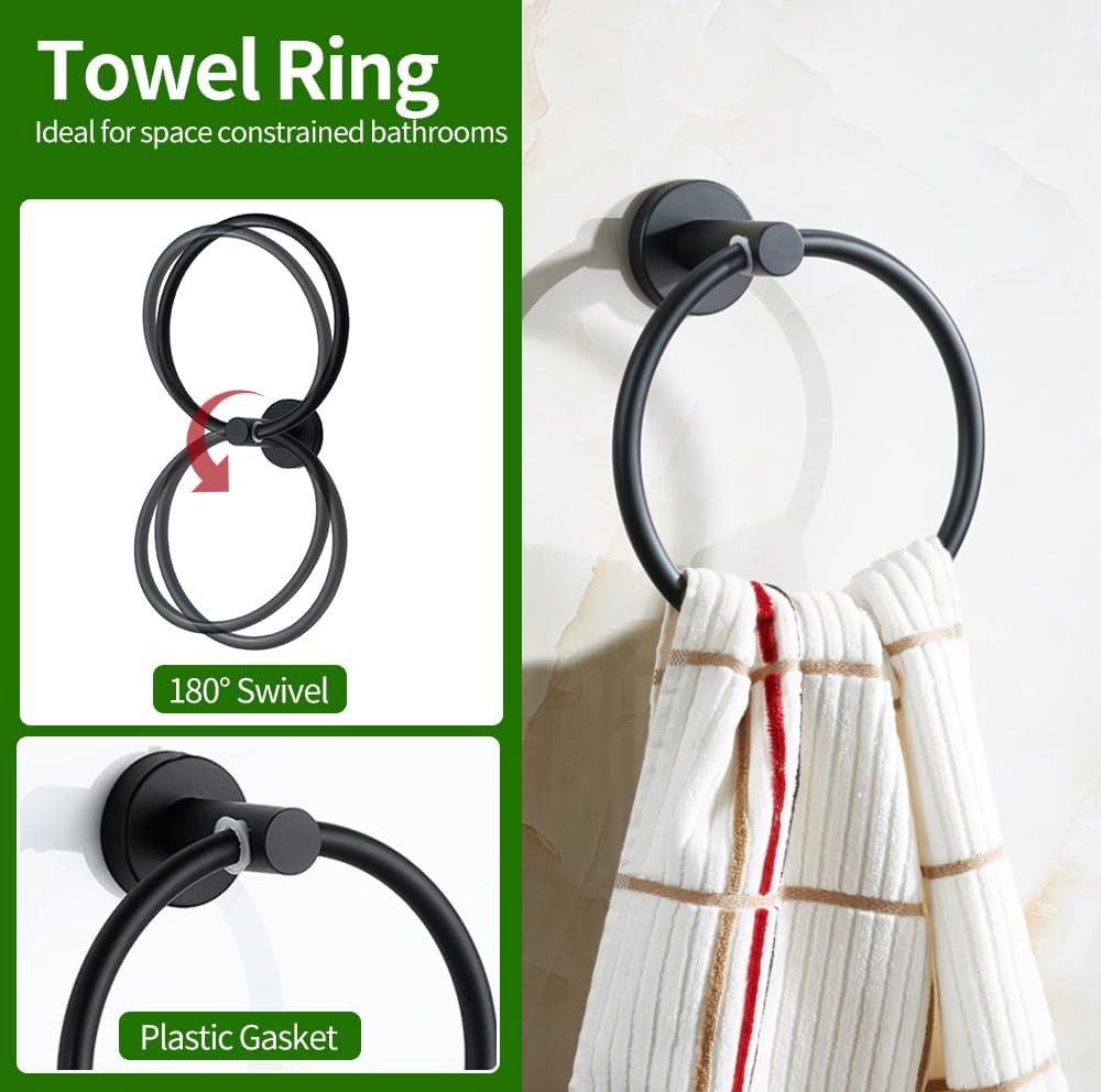 Juego de accesorios de baño de 51020 piezas, incluye barras de toalla de mano...