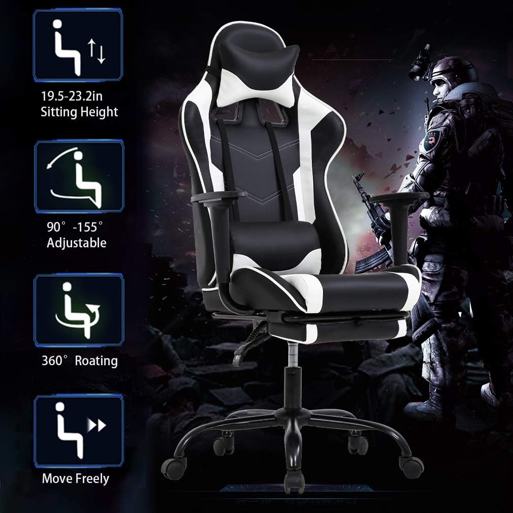 Silla ideal para oficina, para jugar en línea, ergonómica, giratoria, respaldo...