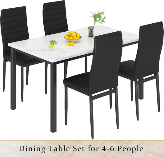 Juego de mesa de comedor de cocina para 4, moderno juego de mesa y sillas de