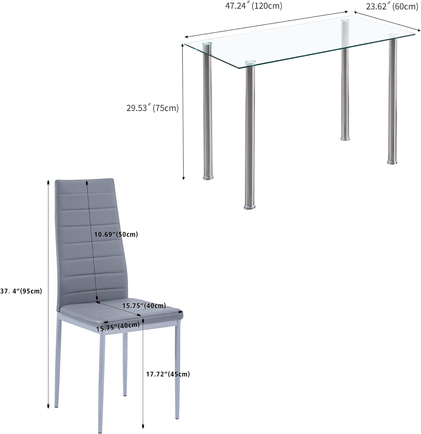 Juego de mesa y silla de comedor de 5 piezas, juego de mesa de comedor para 4