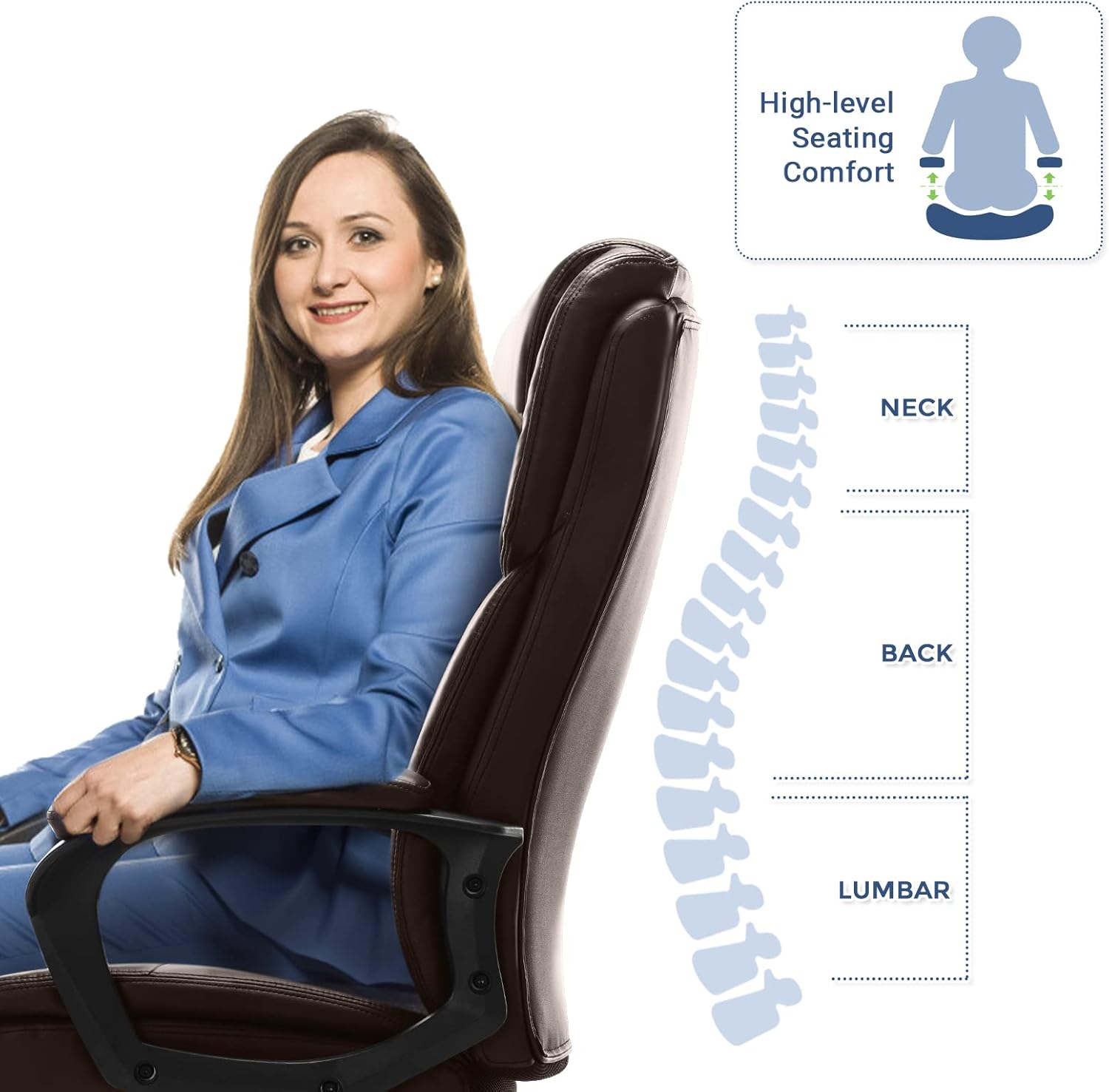 Silla ejecutiva de escritorio con respaldo alto, ergonómica, altura ajustable,...
