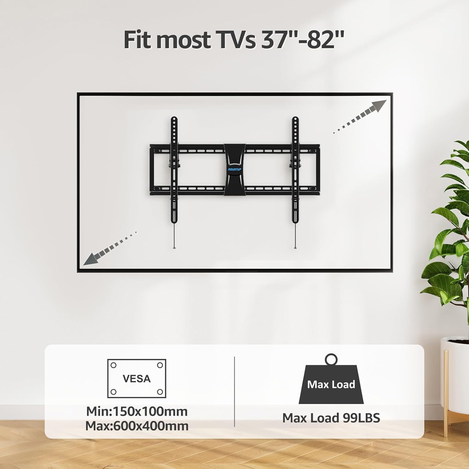 MOUNTUP Soporte de pared para TV con certificación UL, soporte de TV inclinable...