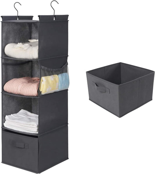 MAX Houser Organizador colgante de armario de 4 estantes, ahorro de espacio,...