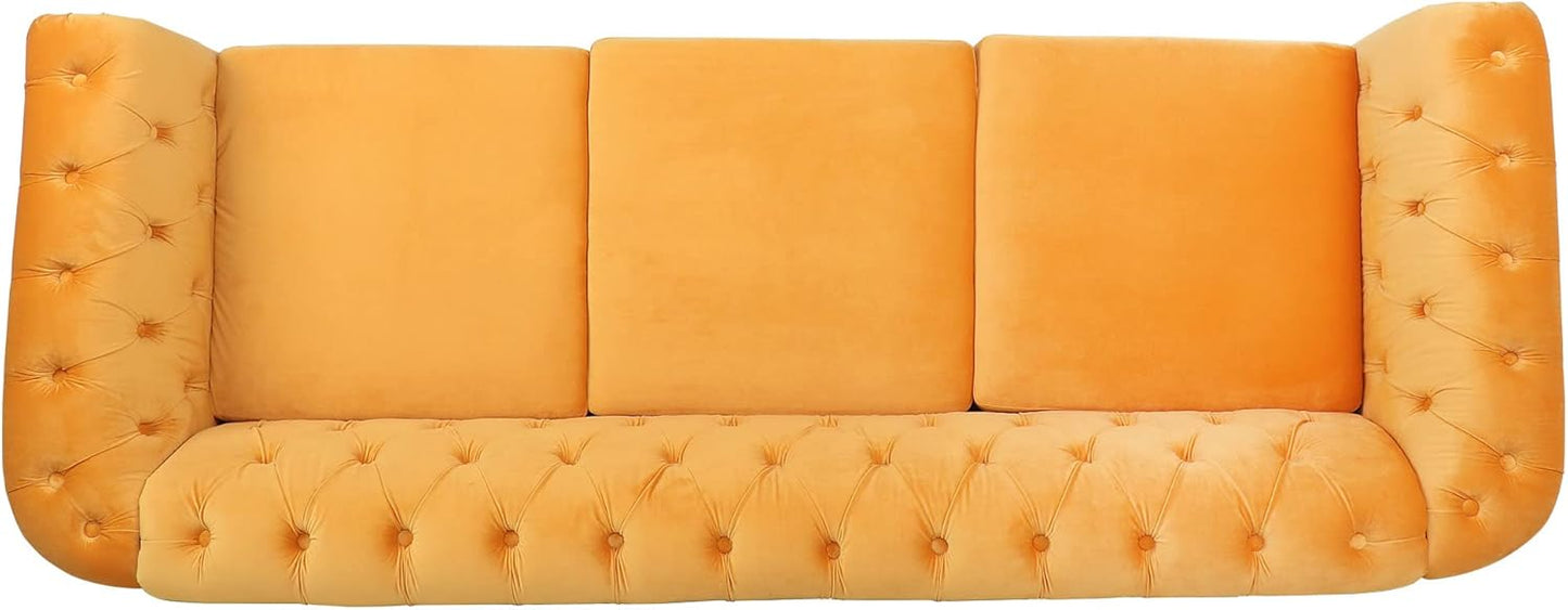 Sofá Chesterfield de terciopelo, sofá tapizado clásico capitoné, moderno de 3