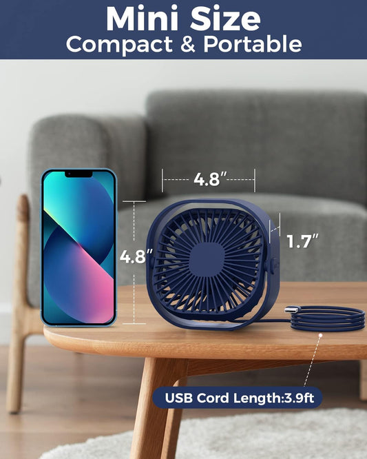 RJVW Pequeño ventilador de escritorio USB, ventilador de mesa portátil de 3...