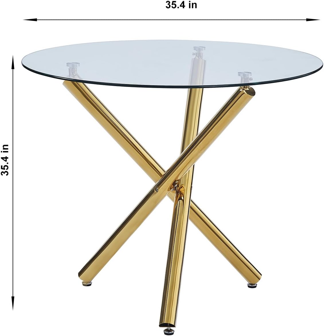 Mesa de comedor redonda de vidrio de 35.4 pulgadas para 2-4 mesas de cocina