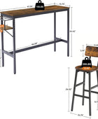 Bar Table and Chairs Set, Industrial Bar Stools Set for 2 with Collapsible Wine