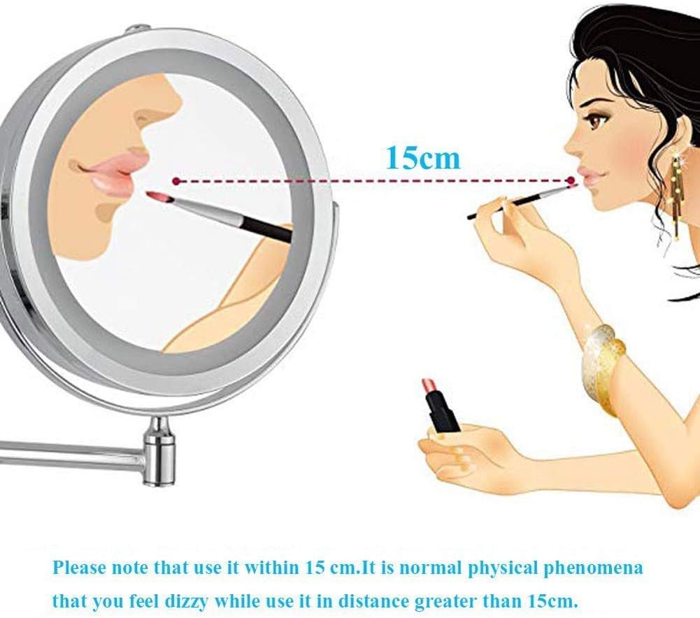 Espejo de maquillaje con iluminación LED, espejo cosmético de aumento 10X,...