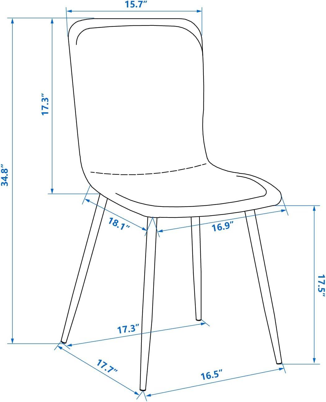 Juego de 4 sillas de comedor, sillas laterales de tela de rizo sin brazos y