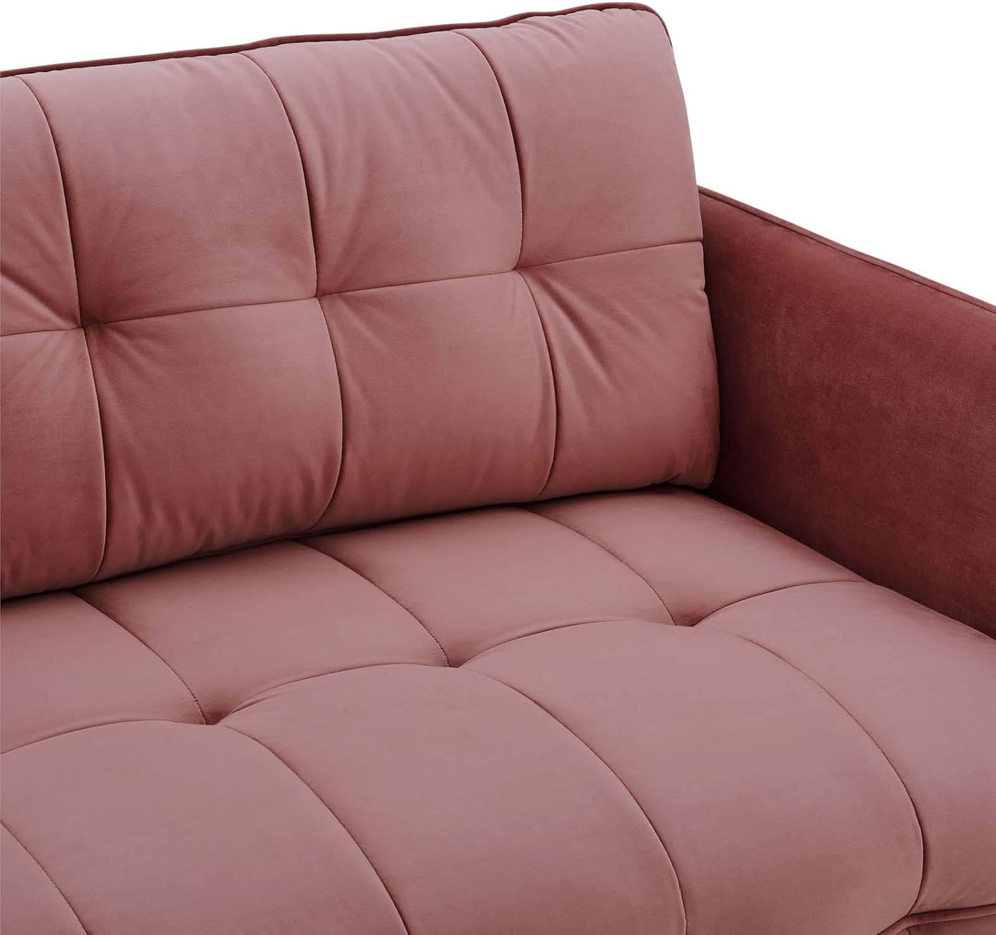 Modway Sofá Cameron de terciopelo copetudo en color rosa polvoriento