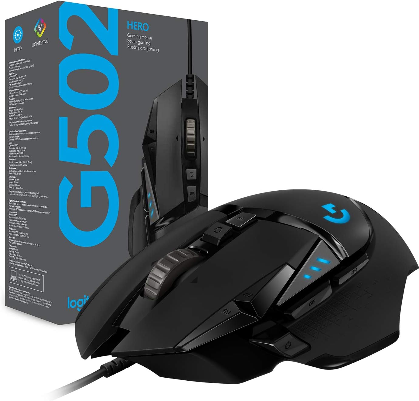 Logitech G502 HERO - Mouse para juegos de alto rendimiento con cable, sensor...