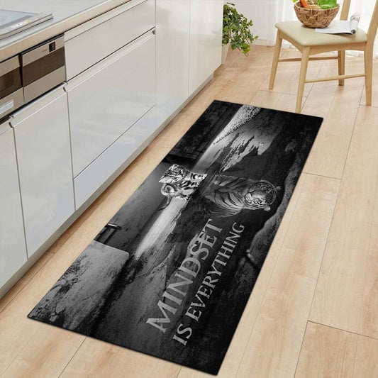 Alfombra de pasillo de lavandería, Mindset is Everything Cat Kitchen Tapete...