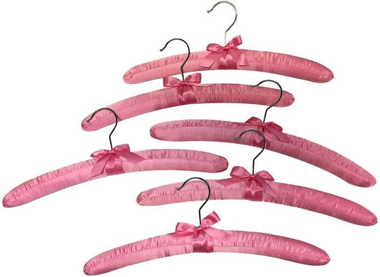 6 perchas acolchadas de satén liso rosa de 15 pulgadas de largo para vestido,...