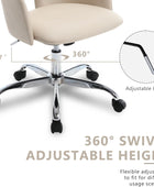Silla de oficina en casa con ruedas, altura ajustable, de piel sintética,...
