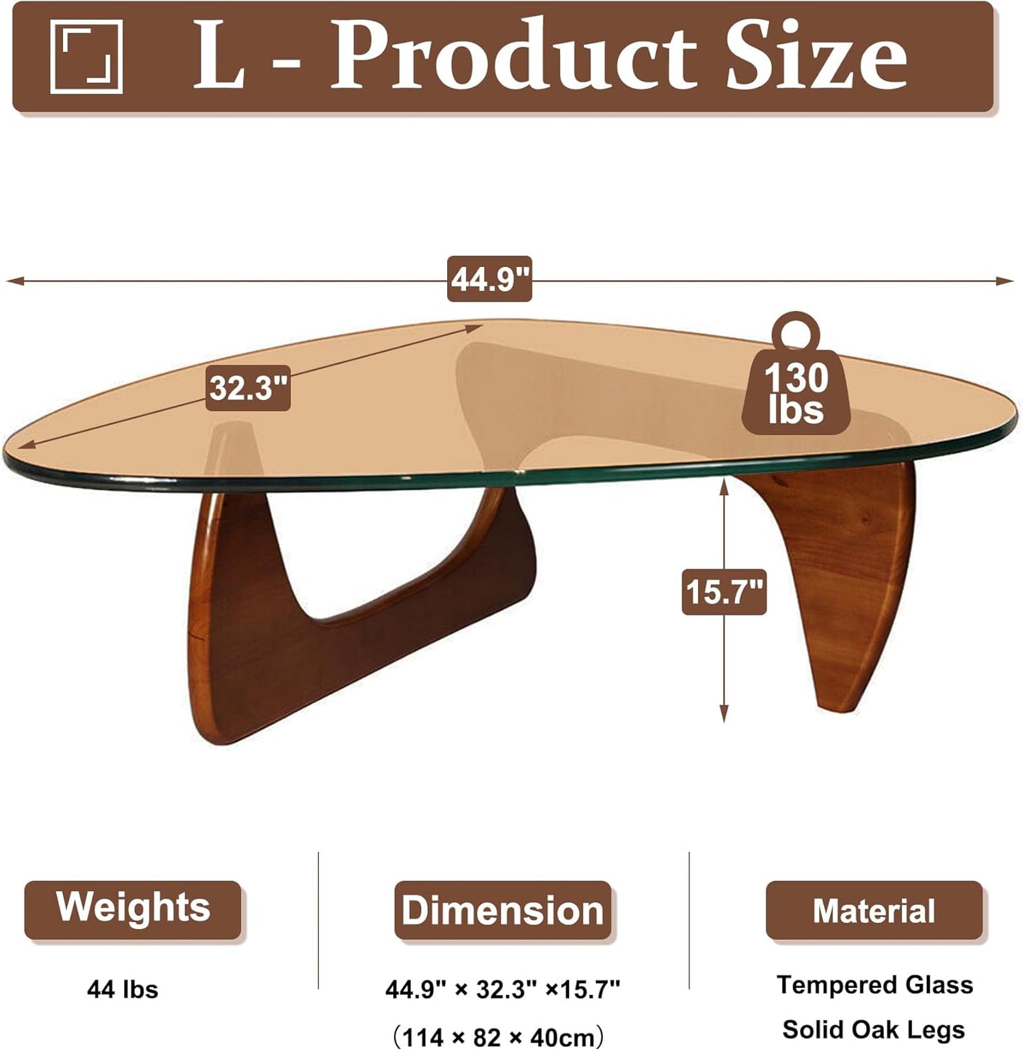 Mesa auxiliar triangular con base de madera, parte superior de vidrio...