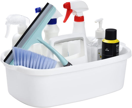 Organizador grande de suministros de limpieza con asa, organizador de cubo de