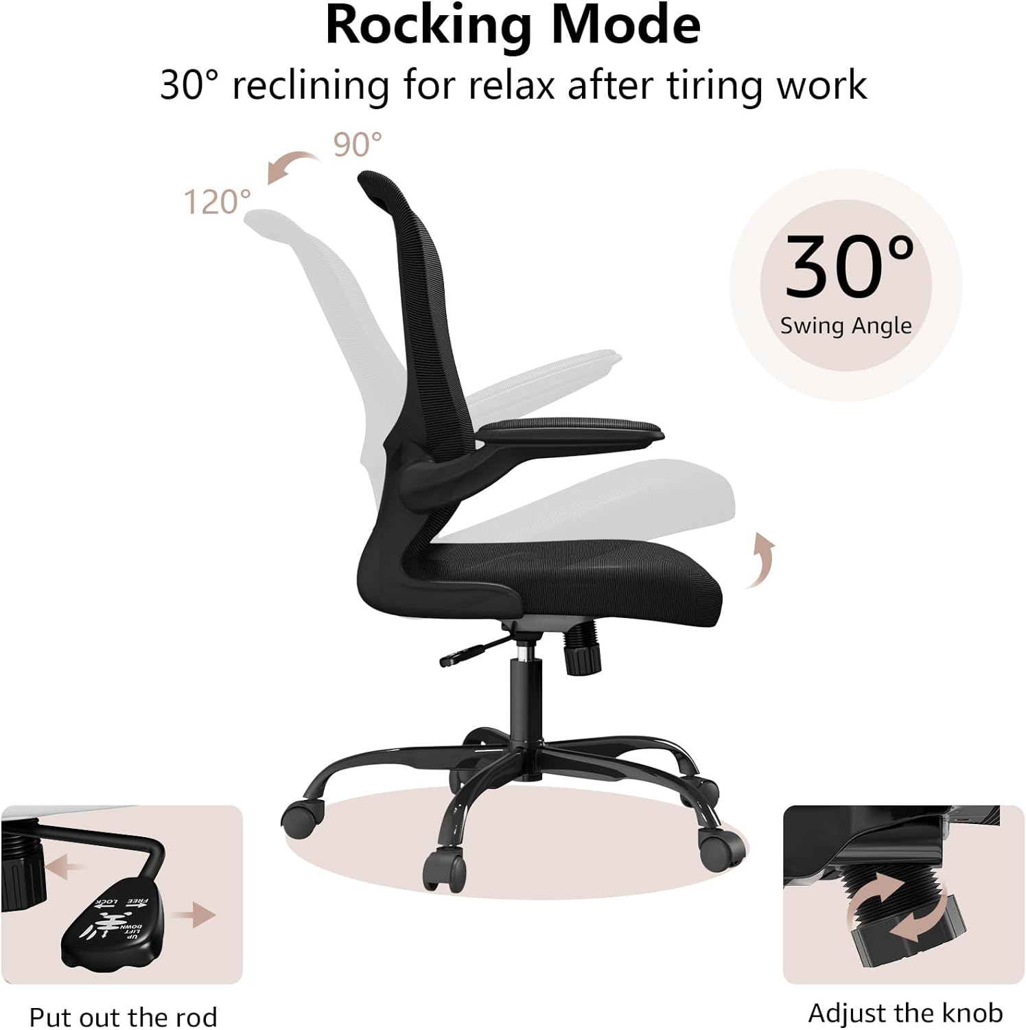 Silla de oficina ergonómica, cómoda silla giratoria para oficina en casa, silla...