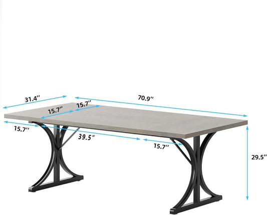 Mesa de comedor para 6-8 personas, mesa de cocina rectangular grande de 70.8