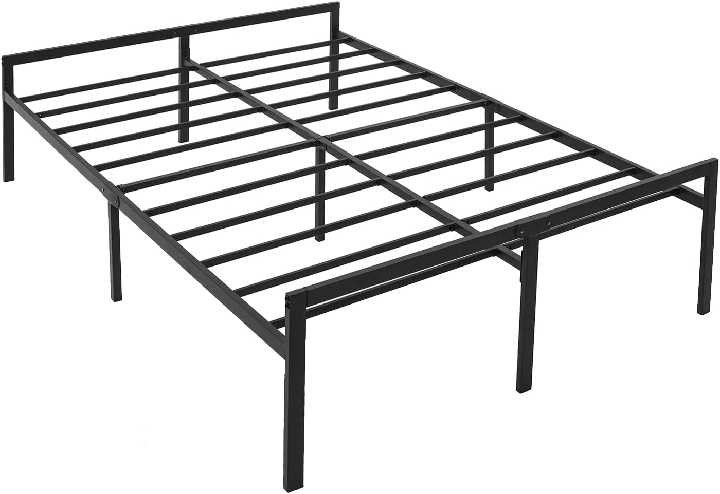 Base de cama de metal Calafornia King, cama de plataforma de metal negro de 14...