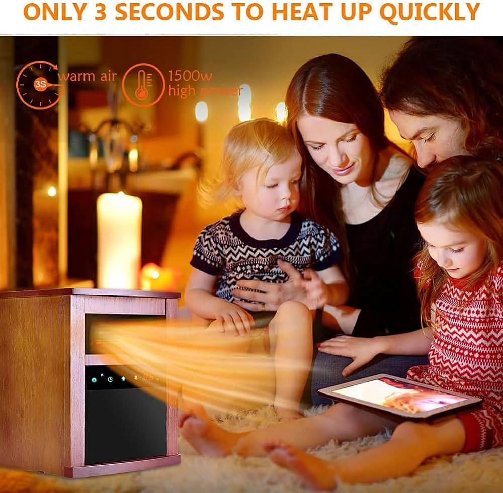 Air Choice Calentador de espacio eléctrico, calentador infrarrojo de 1500 W con...