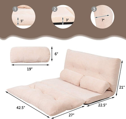 Sofá ajustable con 2 almohadas, sofá plegable multifuncional de 6 posiciones,