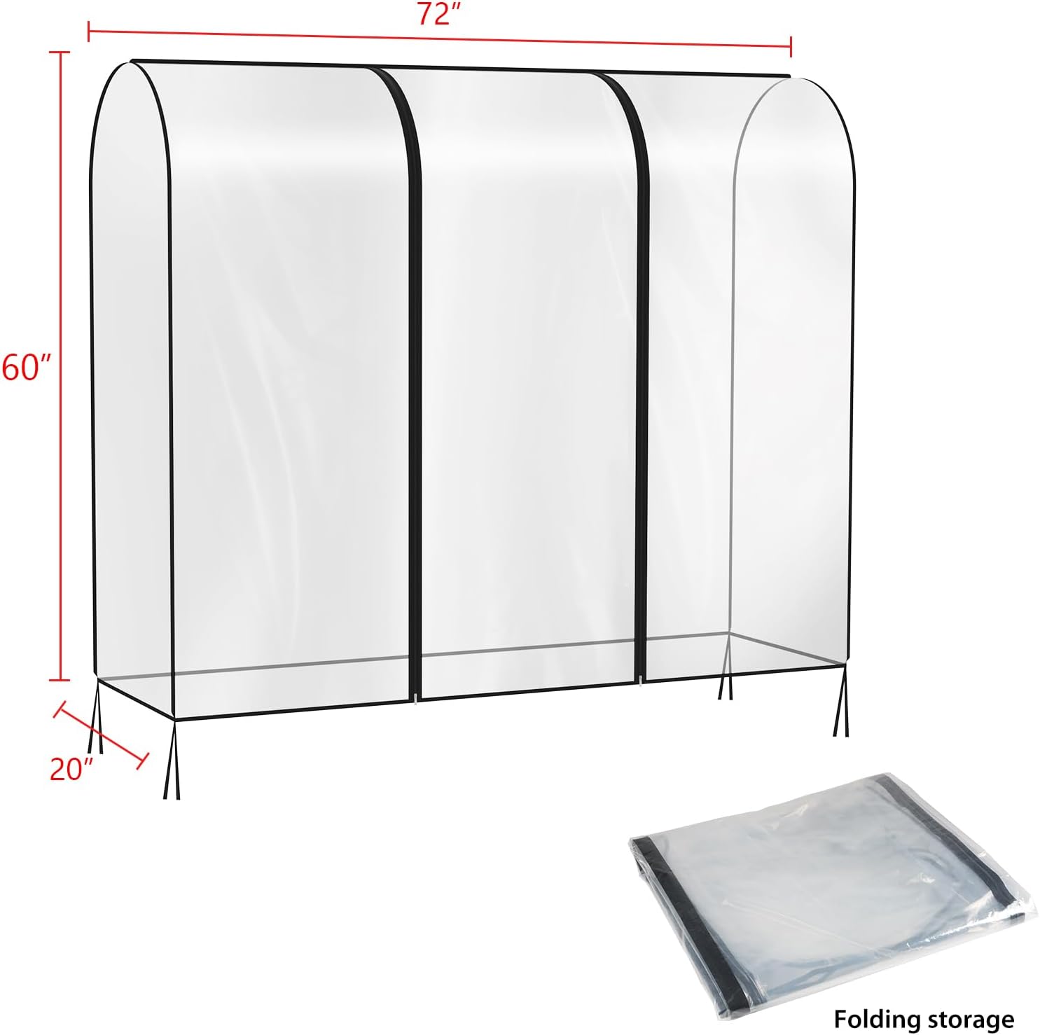 Zilink Funda transparente para perchero de ropa de 6 pies, impermeable, con 2...