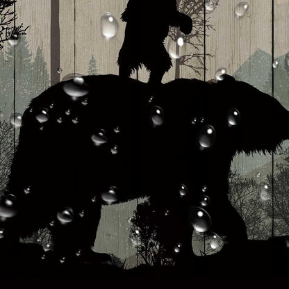 Juego de cortinas de ducha de oso rústico, diseño de bosque y bosque, caza,