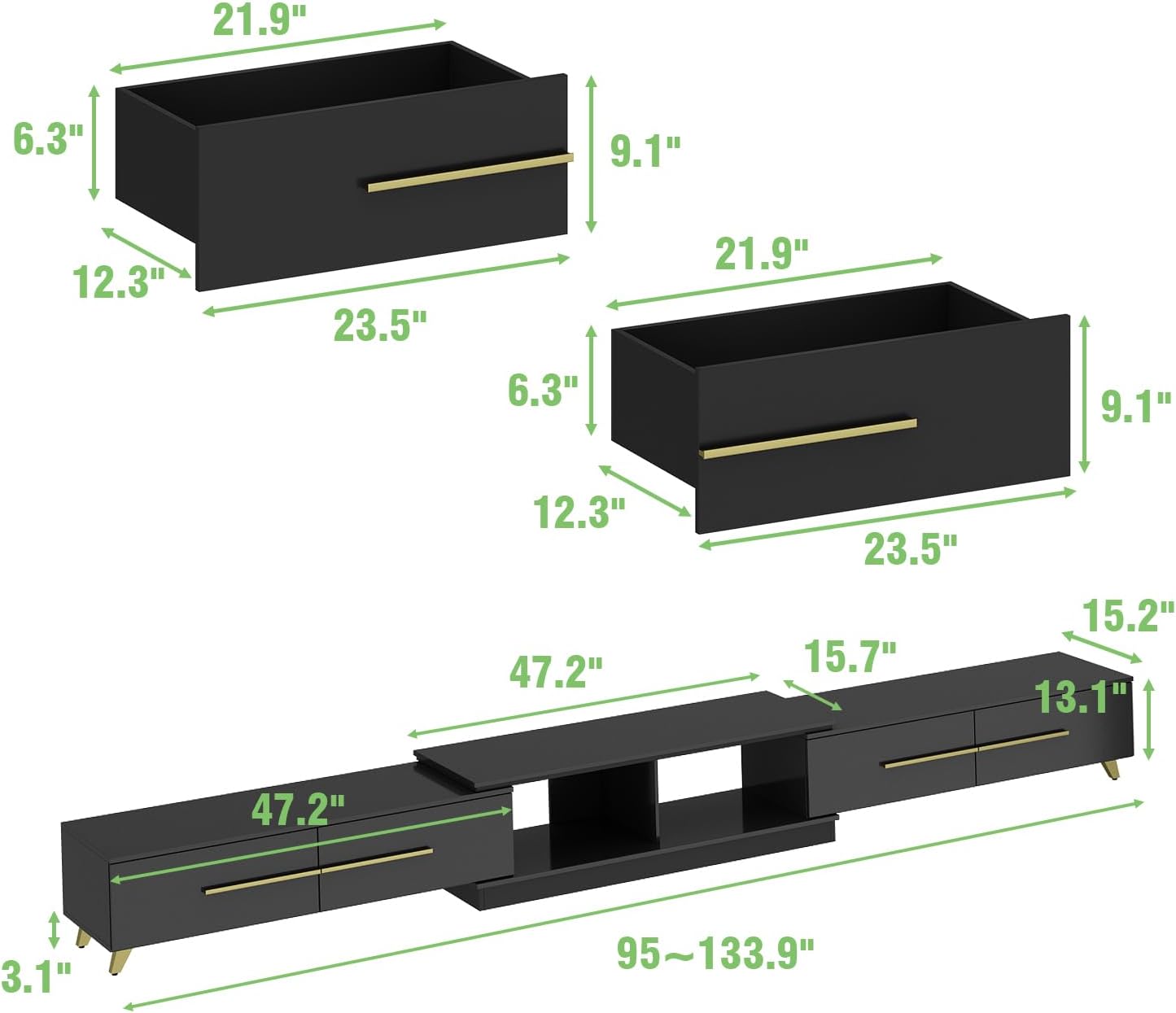 Homsee Soporte de TV extensible para televisores de hasta 75 pulgadas, moderno...