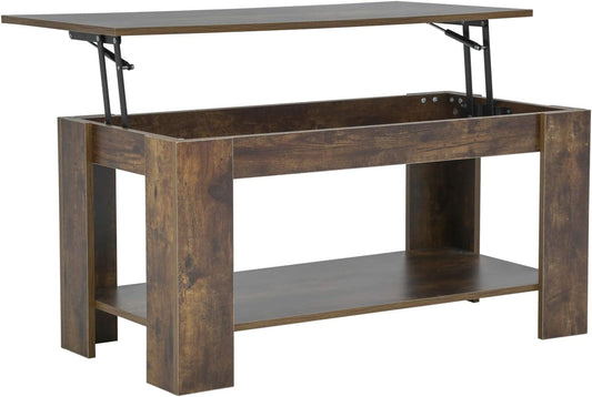 BestOffice Mesa auxiliar elevable con compartimento oculto y estante inferior,...