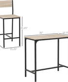 Mesa de bar y sillas de 3 piezas, juego de mesa de comedor industrial para 2,
