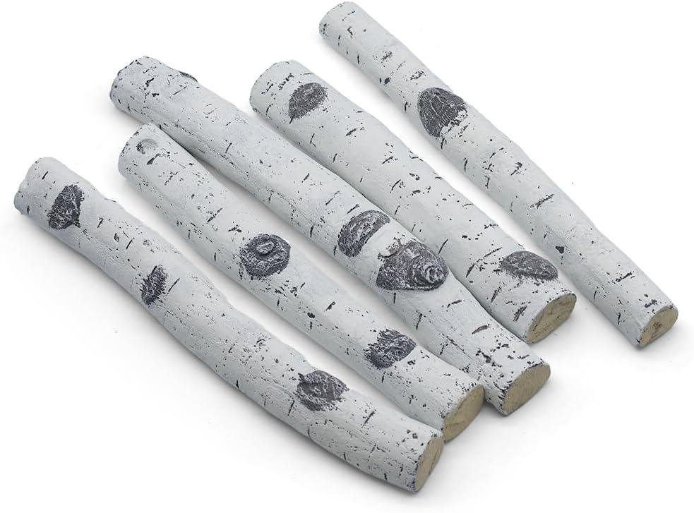 Juego de troncos de cerámica para chimenea de gas, troncos de madera de abedul
