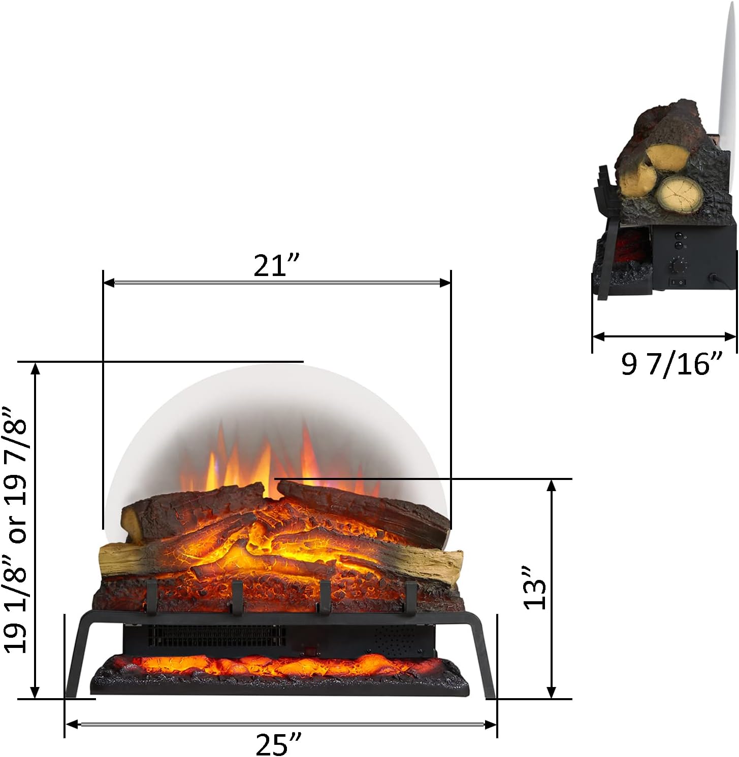 LegendFlame - Juego de troncos para chimenea eléctrica de 25 pulgadas de ancho...