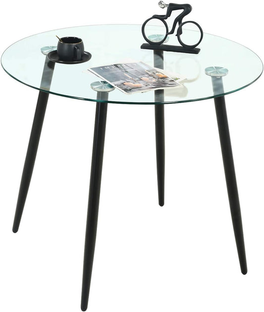 Mesa de comedor redonda Mesa de cocina con parte superior de vidrio con patas