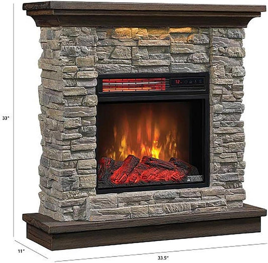 duraflame Chimenea eléctrica de pared con control remoto, piedra gris ahumado