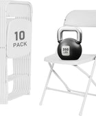 Paquete de 10 sillas plegables de plástico blanco, sillas portátiles de fiesta,...