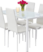 Juego de mesa de comedor de cristal blanco con sillas para 4 mesas de comedor