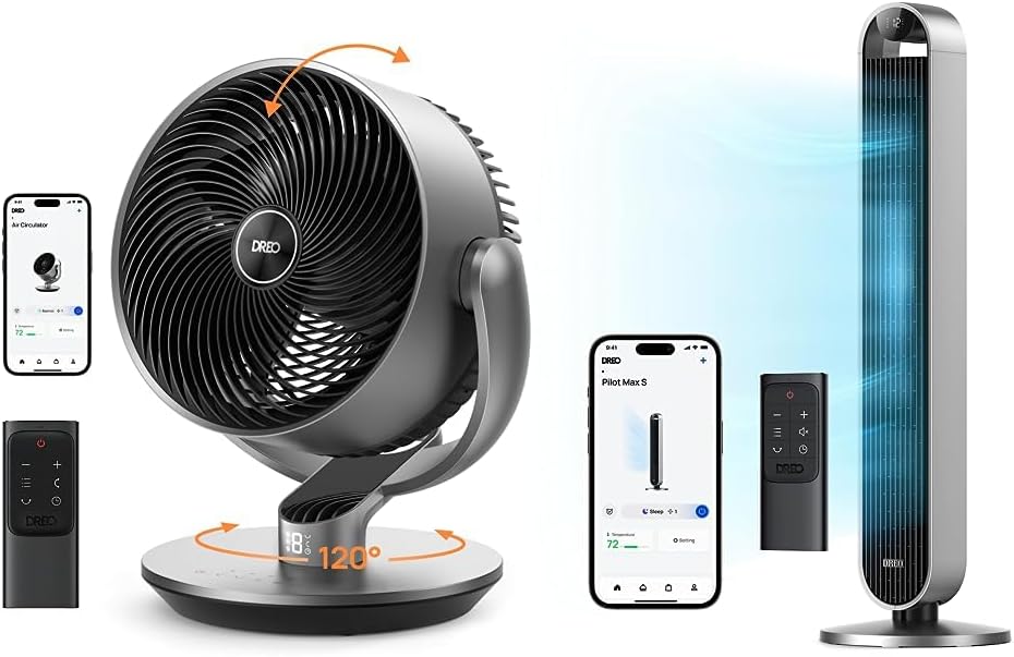 Dreo Ventiladores inteligentes para dormitorio, 11 pulgadas, ventilador...