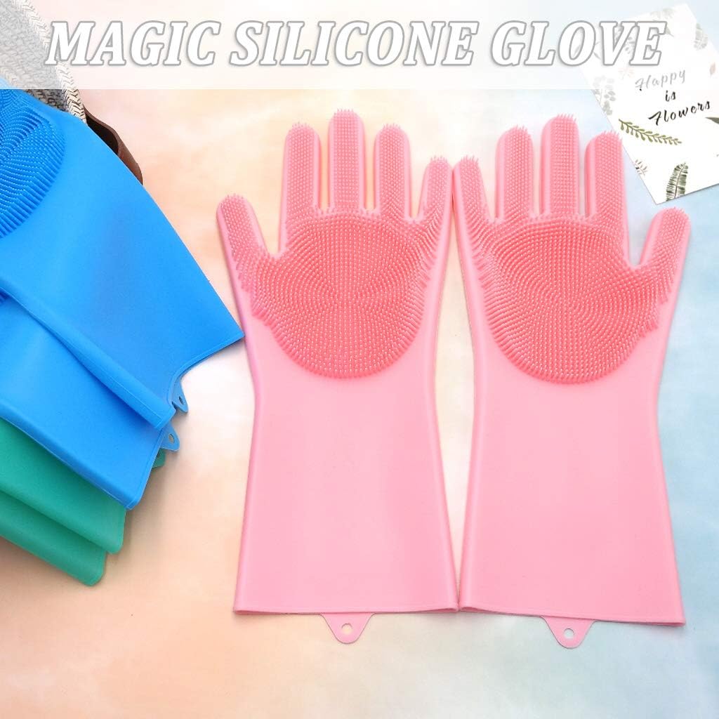 FENGYE Guantes mágicos de silicona para lavar platos, esponja de cepillo de