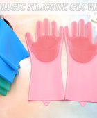 FENGYE Guantes mágicos de silicona para lavar platos, esponja de cepillo de