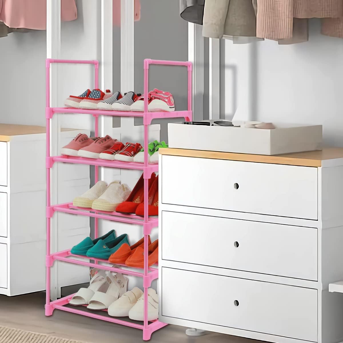 LNYZQUS Organizador de zapatos pequeños de 5 niveles para niños, estante de...