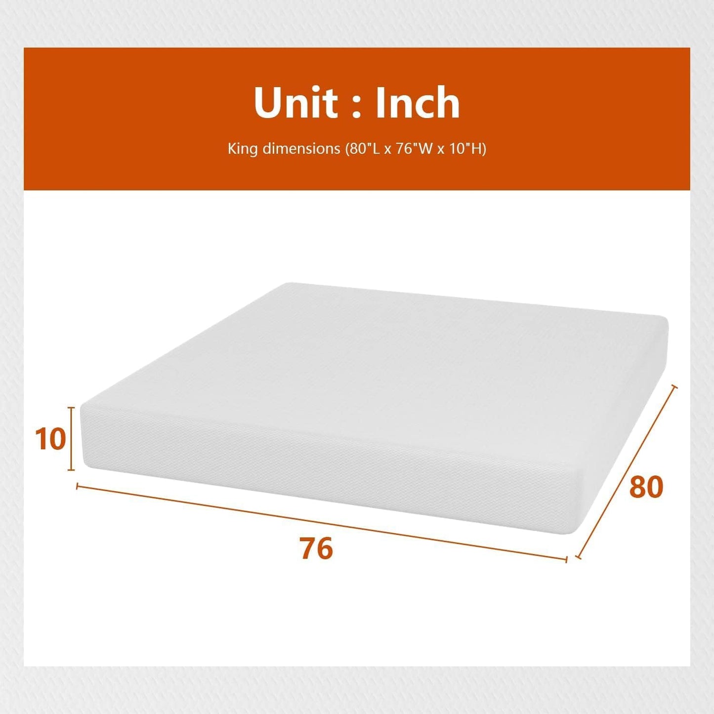 Base de colchón King de espuma de 10 pulgadas, certificado CertiPUR-US, funda