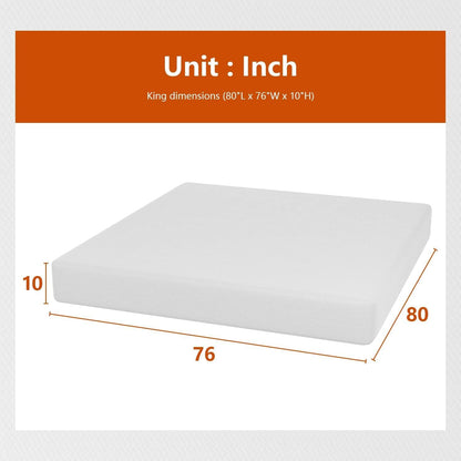 Base de colchón King de espuma de 10 pulgadas, certificado CertiPUR-US, funda