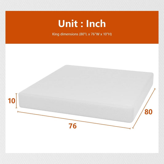 Base de colchón King de espuma de 10 pulgadas, certificado CertiPUR-US, funda