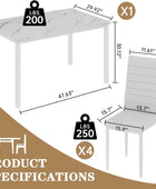 Juego de 4 sillas de mesa de cocina, juego de mesa de comedor para 4 con mesa